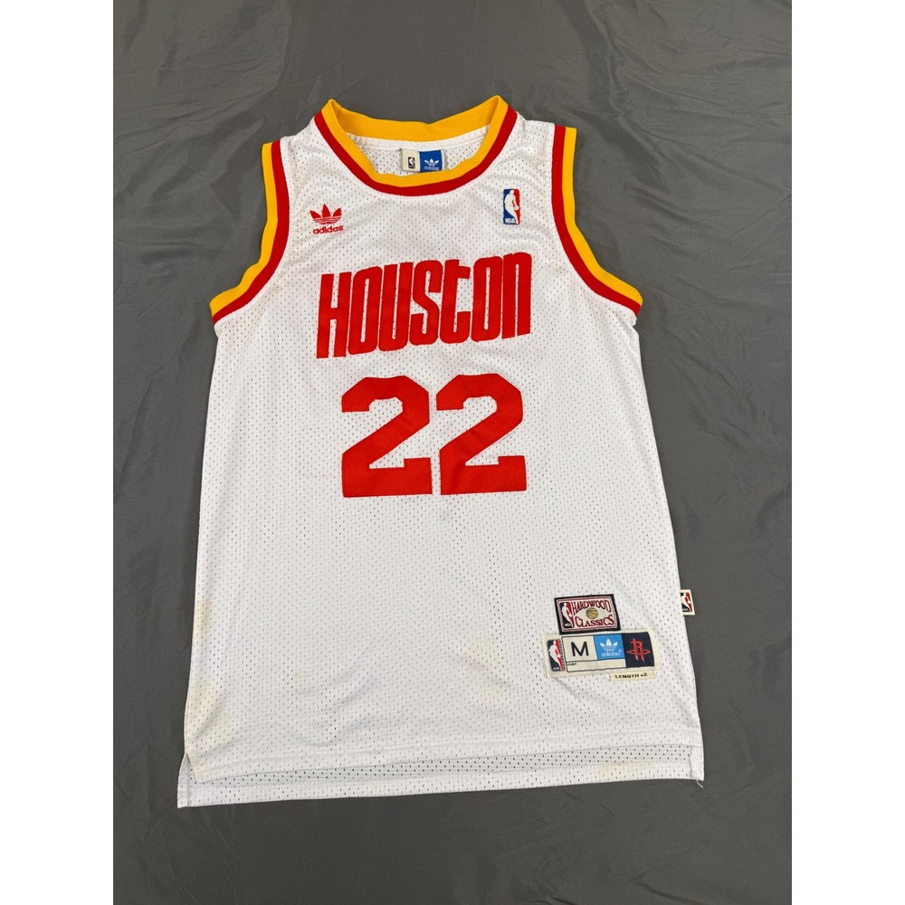 Adidas Clyde Drexler Houston Rockets Jersey 22 Hardwood Classics White Mens M